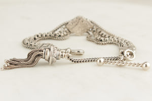 ANTIQUE VICTORIAN c1880 SILVER ALBERTINA BRACELET