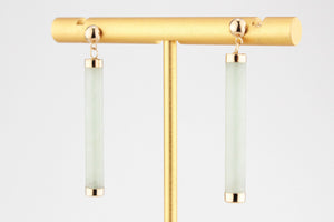 VINTAGE JADEITE DROP EARRINGS 9ct GOLD