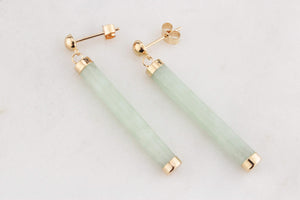 VINTAGE JADEITE DROP EARRINGS 9ct GOLD