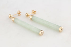VINTAGE JADEITE DROP EARRINGS 9ct GOLD