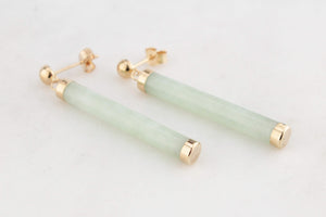 VINTAGE JADEITE DROP EARRINGS 9ct GOLD