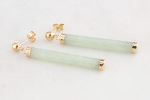 VINTAGE JADEITE DROP EARRINGS 9ct GOLD
