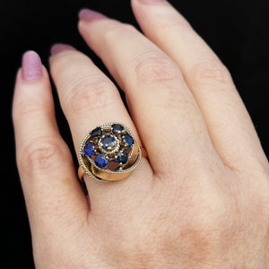 MID-CENTURY SAPPHIRE RING 14CT GOLD