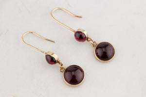 ANTIQUE EDWARDIAN GARNET DROP EARRINGS 9ct GOLD