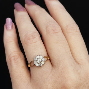 ANTIQUE .70ct DIAMOND DAISY RING 18CT GOLD & PLATINUM