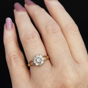 ANTIQUE .70ct DIAMOND DAISY RING 18CT GOLD & PLATINUM