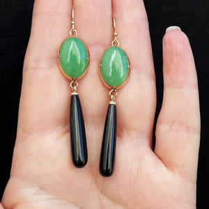 BESPOKE JADE & ONYX EARRINGS 14CT GOLD
