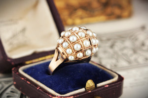 VINTAGE c1940 PEARL BOMBE RING 14ct ROSE GOLD