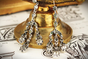 ANTIQUE GEORGIAN PASTE EARRINGS c1820 SILVER & 9ct ROSE GOLD