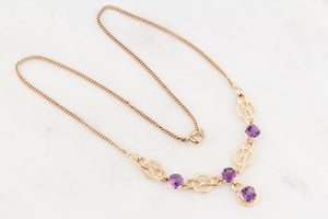 VINTAGE 1963 AMETHYST NECKLACE 9ct GOLD