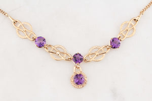 VINTAGE 1963 AMETHYST NECKLACE 9ct GOLD