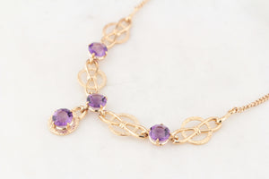 VINTAGE 1963 AMETHYST NECKLACE 9ct GOLD