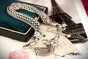 ANTIQUE VICTORIAN c1880 SILVER ALBERTINA BRACELET