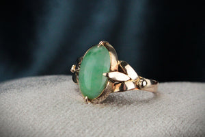 VINTAGE c1940's JADE RING 14ct GOLD