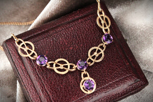VINTAGE 1963 AMETHYST NECKLACE 9ct GOLD