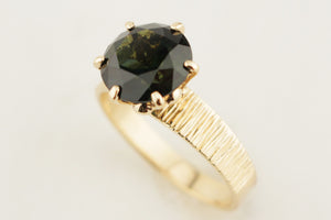 MID CENTURY c1970 TEAL GREEN SAPPHIRE RING 14ct GOLD
