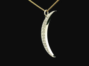 VINTAGE .69ct DIAMOND CRESCENT MOON PENDANT 9ct GOLD