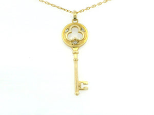 VINTAGE DIAMOND KEY PENDANT & CHAIN 9ct GOLD