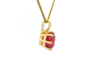 CUSHION CUT RED TOURMALINE PENDANT 10ct GOLD