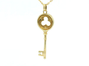VINTAGE DIAMOND KEY PENDANT & CHAIN 9ct GOLD