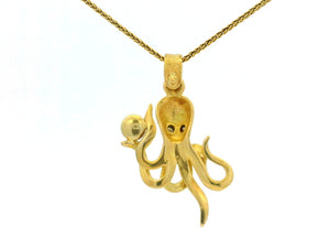 VINTAGE DIAMOND & PEARL OCTOPUS PENDANT 18CT GOLD