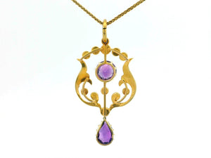 VICTORIAN AMETHYST & PEARL PENDANT 15CT GOLD