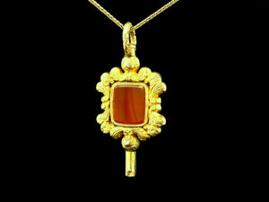 GEORGIAN c1820 GILT CARNELIAN WATCH WINDER