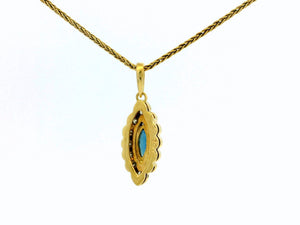 MODERN SAPPHIRE & DIAMOND PENDANT 18ct GOLD