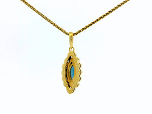 MODERN SAPPHIRE & DIAMOND PENDANT 18ct GOLD