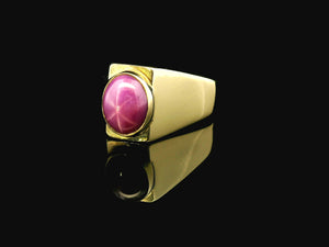 MID-CENTURY STAR RUBY RING 9ct GOLD