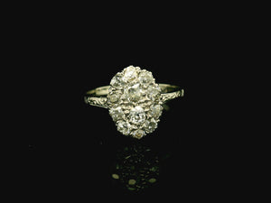 ANTIQUE 1.07ct DIAMOND CLUSTER RING 18ct GOLD