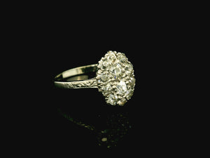 ANTIQUE 1.07ct DIAMOND CLUSTER RING 18ct GOLD