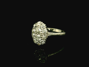 ANTIQUE 1.07ct DIAMOND CLUSTER RING 18ct GOLD