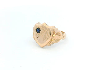 ANTIQUE AUSTRALIAN SAPPHIRE SHIELD SIGNET 9ct GOLD