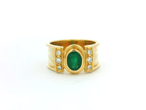 VINTAGE EMERALD & DIAMOND RING 18ct GOLD