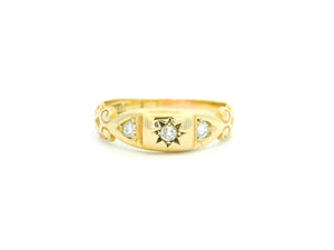 ANTIQUE 1889 DIAMOND TRILOGY RING 15ct GOLD