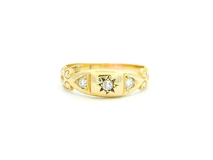 ANTIQUE 1889 DIAMOND TRILOGY RING 15ct GOLD