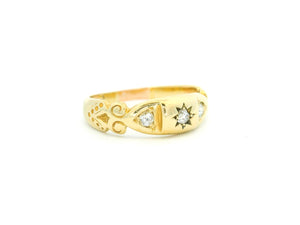 ANTIQUE 1889 DIAMOND TRILOGY RING 15ct GOLD