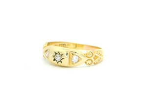 ANTIQUE 1889 DIAMOND TRILOGY RING 15ct GOLD