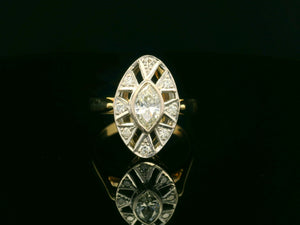 VINTAGE c1940 MARQUISE DIAMOND RING 18ct GOLD