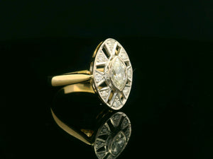VINTAGE c1940 MARQUISE DIAMOND RING 18ct GOLD