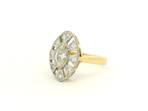 VINTAGE c1940 MARQUISE DIAMOND RING 18ct GOLD