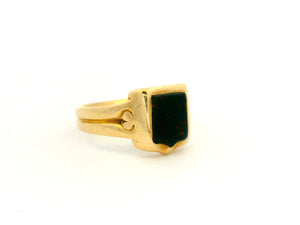ANTIQUE VICTORIAN BLOODSTONE SHIELD SIGNET RING 18ct YELLOW GOLD