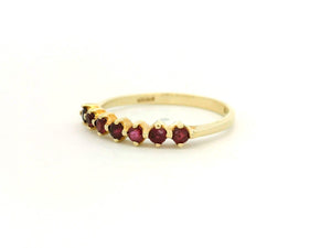VINTAGE SEVEN STONE RUBY HALF HOOP 14CT YELLOW GOLD