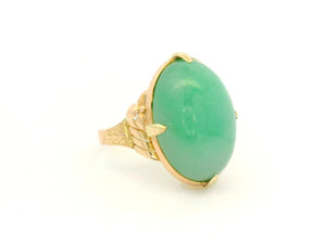 ANTIQUE ART DECO JADE RING 14CT GOLD