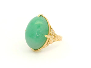 ANTIQUE ART DECO JADE RING 14CT GOLD