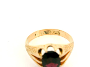 ANTIQUE GARNET RING 9CT GOLD, BIRMINGHAM 1909