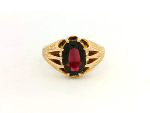 ANTIQUE GARNET RING 9CT GOLD, BIRMINGHAM 1909