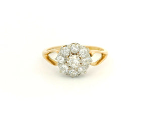ANTIQUE .70ct DIAMOND DAISY RING 18CT GOLD & PLATINUM