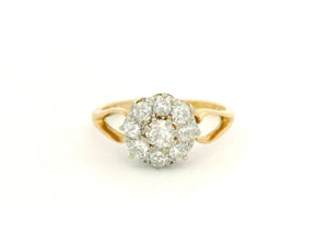 ANTIQUE .70ct DIAMOND DAISY RING 18CT GOLD & PLATINUM